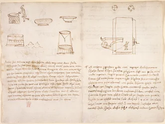 Notes and Crude Sketches on the Process of Producing Saltpetre to Prepare Gunpowder (not in Leonardo