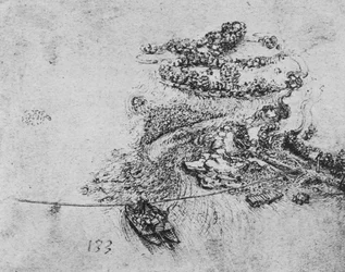 Birds-Eye View of a River with a Rope Ferry
