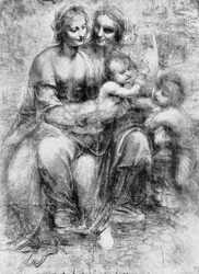Cartoon of St Anne with Madonna and Child and St John, 15th century