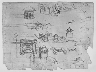 Drawings of a Square Castle, c1480