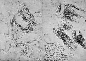 Studies of an Old Man Seated and of Swirling Water