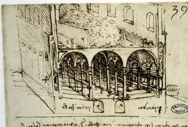 Urban planning: architectural plan (39) by Leonardo da Vinci - Library of the Institut de France