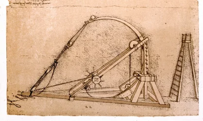 War machine: Catapult study by Leonardo da Vinci (1452-1519).