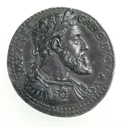 Testone of Charles V, Duke of Milan, Engraved by Dye, 1535-56 (obverse)