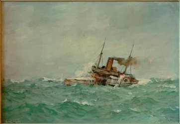 Paddle Steamer in Rough Sea