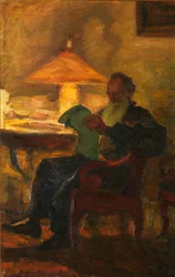 Leo Tolstoy with a Newspaper