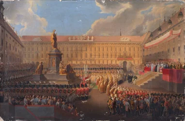 Unveiling of the Monument for Emperor Franz I of Austria on June 19, 1846 at Franzensplatz in Vienna