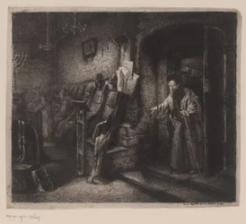 Interior of a Synagogue with Worshippers