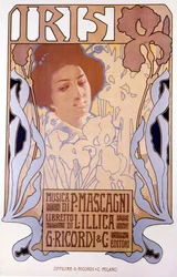 Iris composed by Pietro Mascagni, poster by Leopoldo Metlicovitz, libretto by Luigi Illica, 1898.