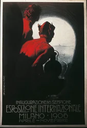 Poster for the Transalpine Simplon Tunnel at the Milan International Exhibition, April-November 1906