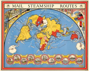 Poster Advertising Mail Steamship Routes