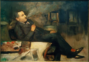 Lesser Ury Smoking in the Studio (Self-Portrait)