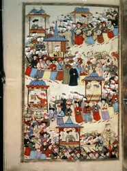 Ottoman Empire: Parade of the Guild of Musician, dancers, tailors, booth makers, etc.