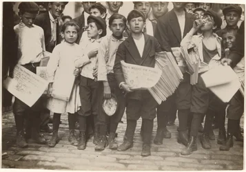 Crowd of Newsies, Including One Girl