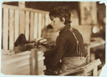 Boy Making Baskets for Melons at Evansville, Indiana
