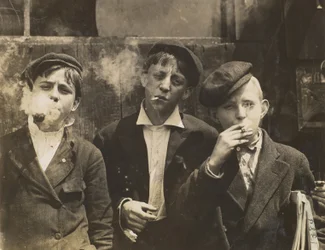 Three Young Newsboys Smoking, Saint Louis, Missouri, USA