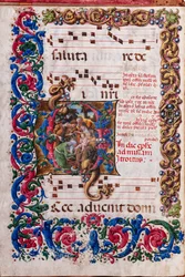 Piccolomini Library: choir book, cod. 19.4, ff. 9v with Adoration of the Magi
