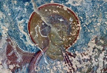 Angel, fresco in church of Panagia, Rodovani, Crete, Greece