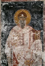 Apostle, Fresco in Byzantine Church of Holy Apostles in Agora of Athens, Greece