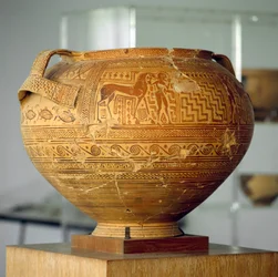 Argive krater with geometric decorations, diameter 50 cm, Greek civilization, 8th century BC