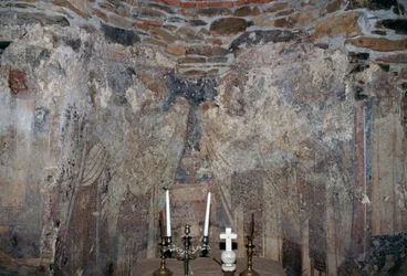 Damaged Fresco in Church in Kantanos, Crete, Greece