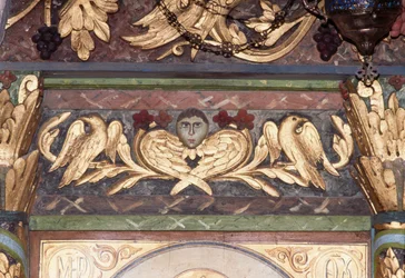 Decoration (Detail), Iconostasis in Byzantine Church of St George, Anidri, Crete, Greece