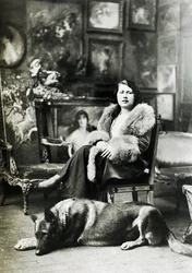 Emilia Cardona Boldini in the Falconiera in 1931, wife of Giovanni Boldini