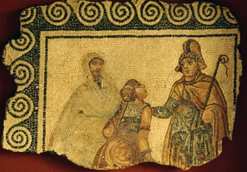 Initiation scene, mosaic from Roman villa of Negrar, Veneto, Italy, Roman civilization