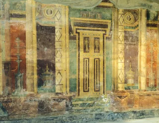 Fresco with Columns in Second Pompeian Style, Roman Villa Poppaea