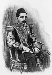 Portrait of Abdul Hamid II, 34th Sultan of Ottoman Empire, engraving after photograph