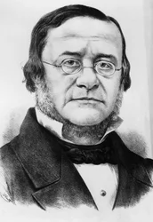 Portrait of Daniele Manin, Italian patriot and politician who was President of Republic of San Marco, engraving after drawing by Watt
