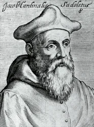 Portrait of Jacopo Sadoleto (1477-1547), Italian humanist, Catholic Bishop, and Cardinal, from Illustrissimorum, omnique virtutis, et scientiarum laude praestantissimoru virorum icones, by Claudius Pernetus