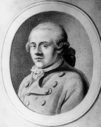 Portrait of Jakob Michael Reinhold Lenz, German writer of Sturm und Drang movement, engraving