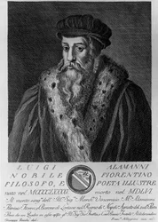 Portrait of Luigi Alamanni (1495-1556), Italian poet, by Francesco Allegrini (1729-after 1773) after drawing by Giuseppe Zocchi (born 1711 or 1717, died 1767)