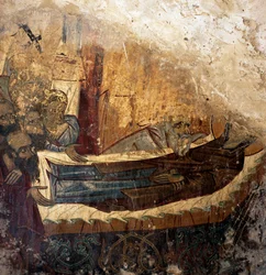 Remains of Fresco in Byzantine Church of Agios Georgios Xifoforos, Apodoulou, Crete, Greece