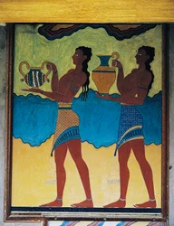 Servants carrying vases, fresco in Palace of Knossos, Crete, Greece, Minoan civilization