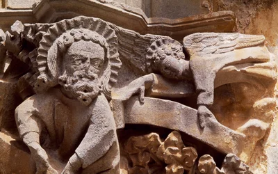 Architectural detail, Church of Santa Maria, Ujue, Navarre, Spain
