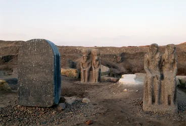 Statues depicting two deities, archaeological excavations at Buto, Egypt, Egyptian civilization