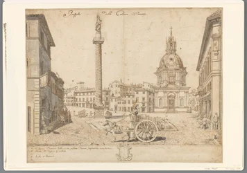 View in Rome with the Column of Trajan and S. Maria di Loreto