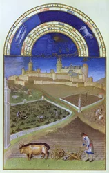 Facsimile of March: Peasants at Work on a Feudal Estate, from the 
