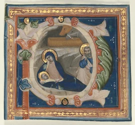 Historiated Initial P Excised from a Gradual: The Nativity, c. 1350-1375