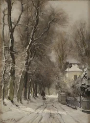 A snow covered path in winter
