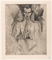 Naked Man Playing a Flute