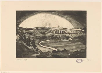 Rising or Setting Sun Over a Hilly Landscape