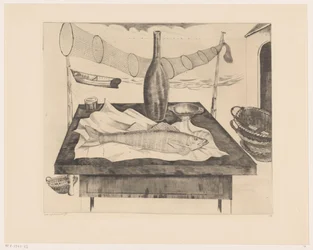 Still Life with Fish, Bottle, and Fishing Net