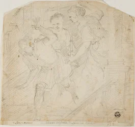 Two Women Chasing a Man