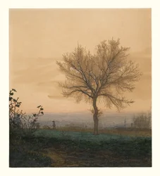 Landscape with a Bare Tree and a Plowman