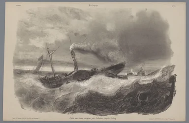 Paddle Steamer in the Storm (series title: Scenes of Rural Life, La Campagne. Varied Studies with Two Pencils)