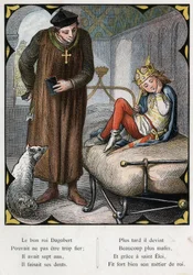 Illustration by Lorenz Frolich for the popular song “The Good King Dagobert”. Edition J. Hetzel. Around 1880. (Toothache)