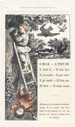 Emile, Etienne, Echelle, Echelon, Squirrel, Sparrow, Epinard, Scarer, Farry, Stourneau, Page 18 - Alphabet by Mademoiselle Lili, by L. Froelich and by a Dad (Hetzel Himself). Bibliotheque & Magasin d